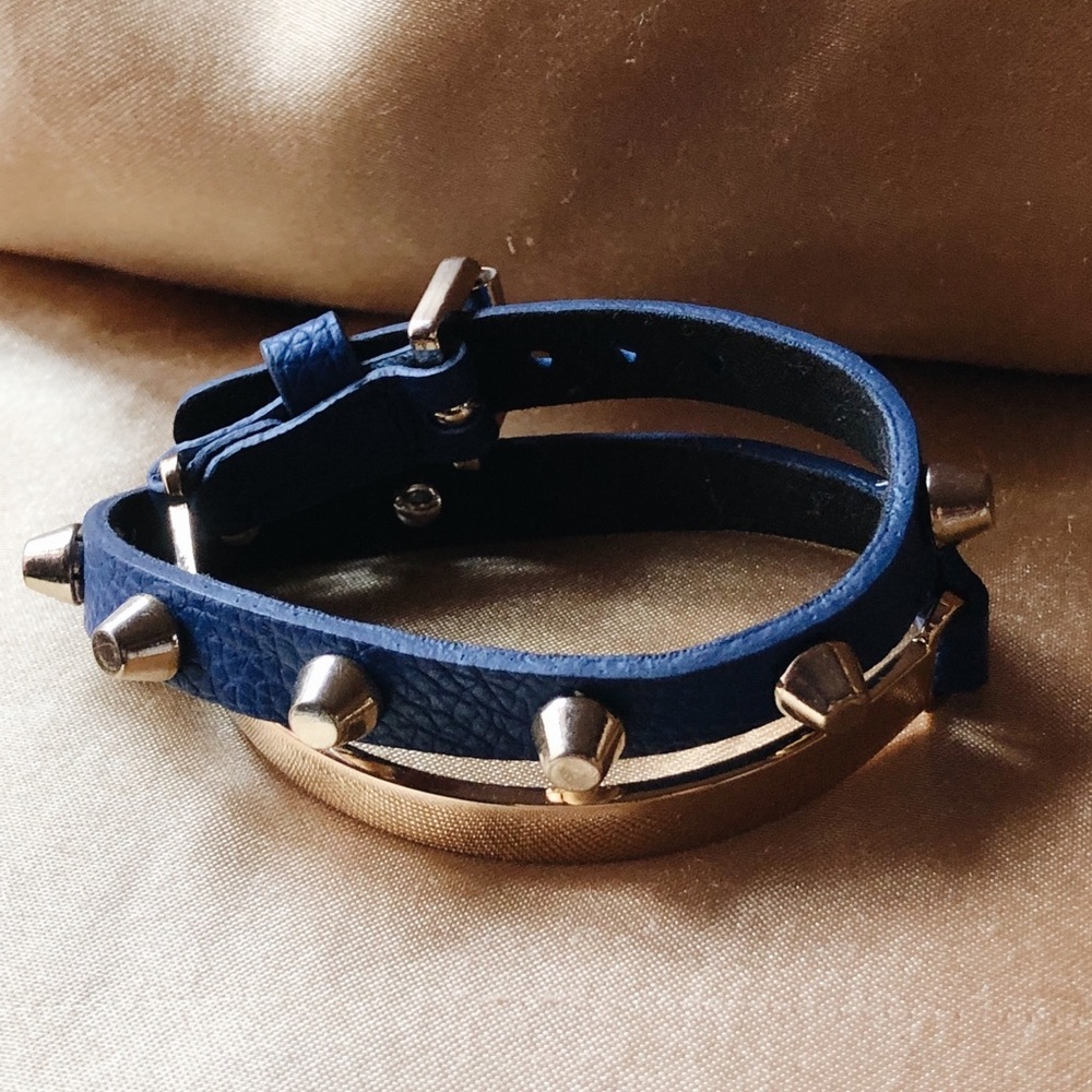 Gold Studded Navy Leather Nordstrom Bracelet✨
